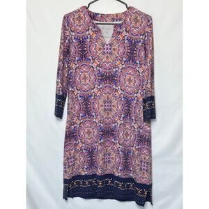 Coolibar Women’s Small Red Blue Oceanside Tunic Dress UPF 50+ Sun Protection